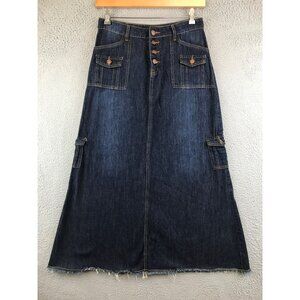 Heritage Falmer Blue Denim Button Front Skirt size XL y2K